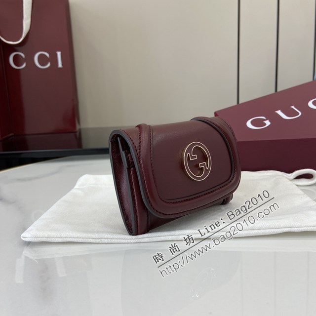 Gucci專櫃古馳最新款圓形互扣式雙G標識卡片夾卡包零錢包 jh2676型號：818795
